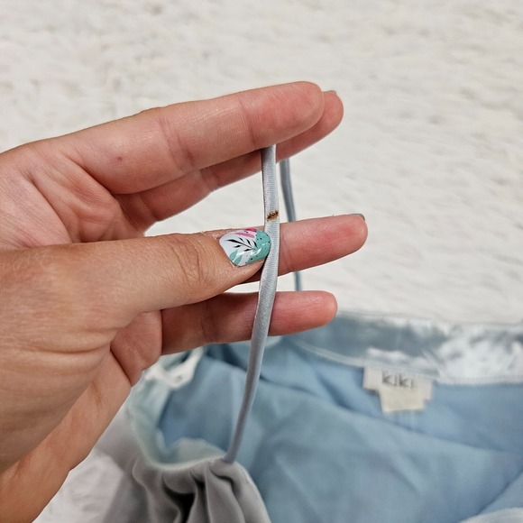 Kiki USA Sz S Blue Gray Ombre Whimsical Fairycore Romantic Cowlneck Maxi‎ Dress - Picture 9 of 9